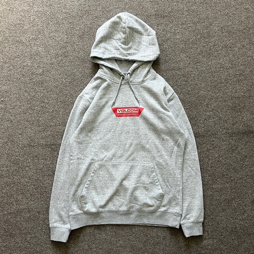 Volcom Heather Grey Pullover Hooded Sweatshirt Men’s M Skateboarding Streetwear